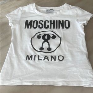 Moschino Kids White and Black Logo Tee